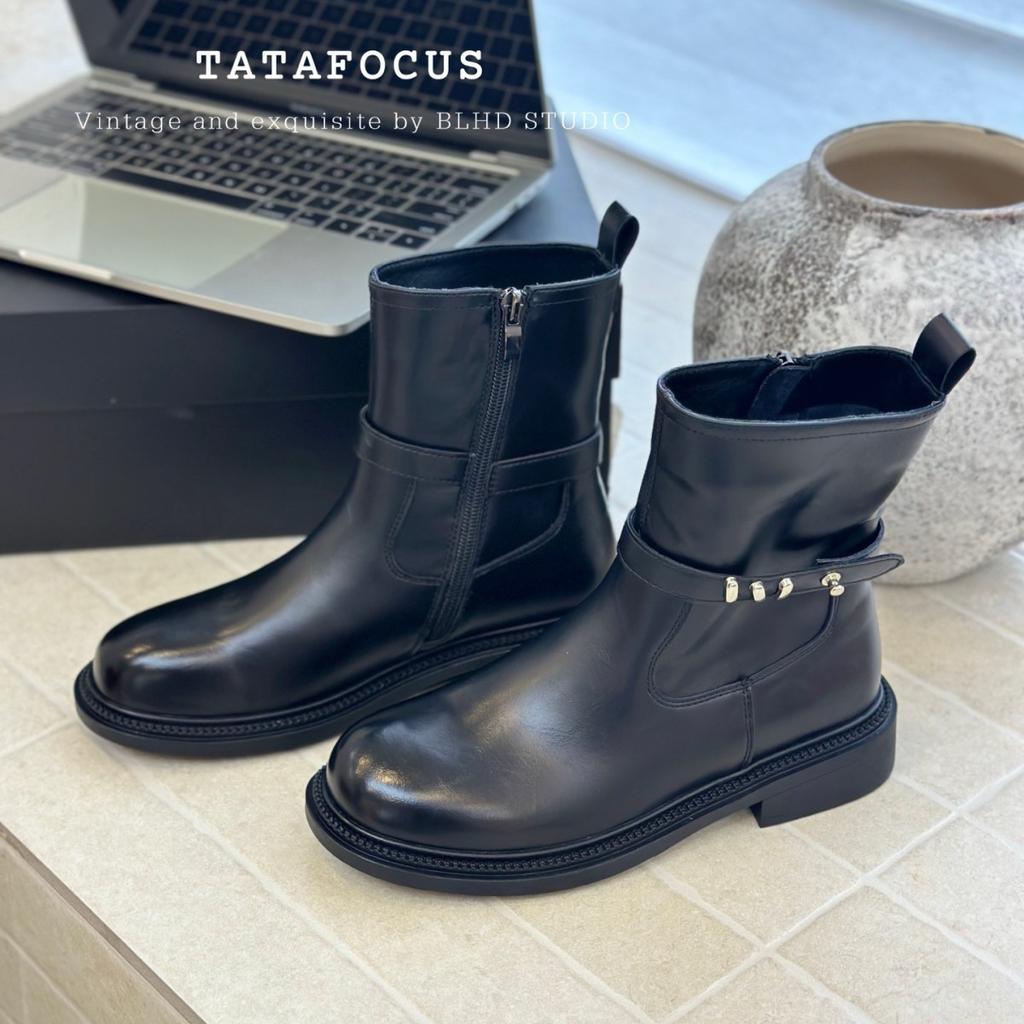 High quality~ 2025 autumn and winter new fashion temperament versatile casual shoes round head medium heel thick heel fashion short boots women