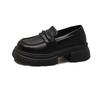Platform muffin loafers women's spring and autumn 2025 new women's shoes one pedal black single shoes British style small leather shoes