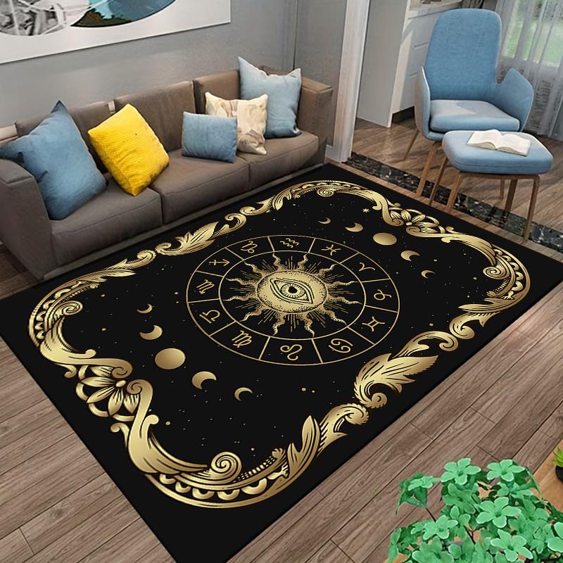 Mysterious Gold Eye Zodiac Rug Suitable for use as an anti-slip game mat for living room and bedroom sofas