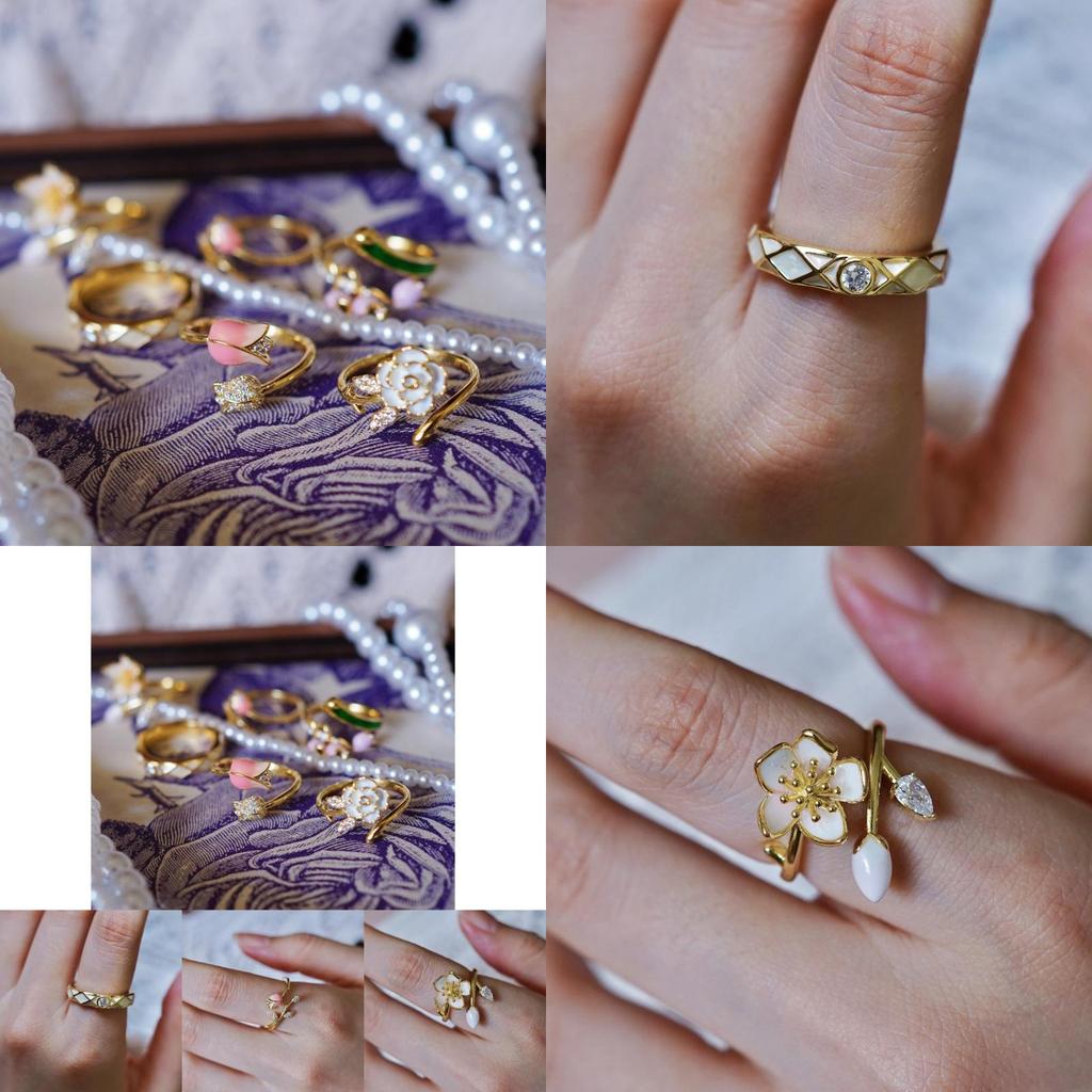 Elegant French Style Gentle Sweet Floral Adjustable Open Ring For Women With Unique Sophistication