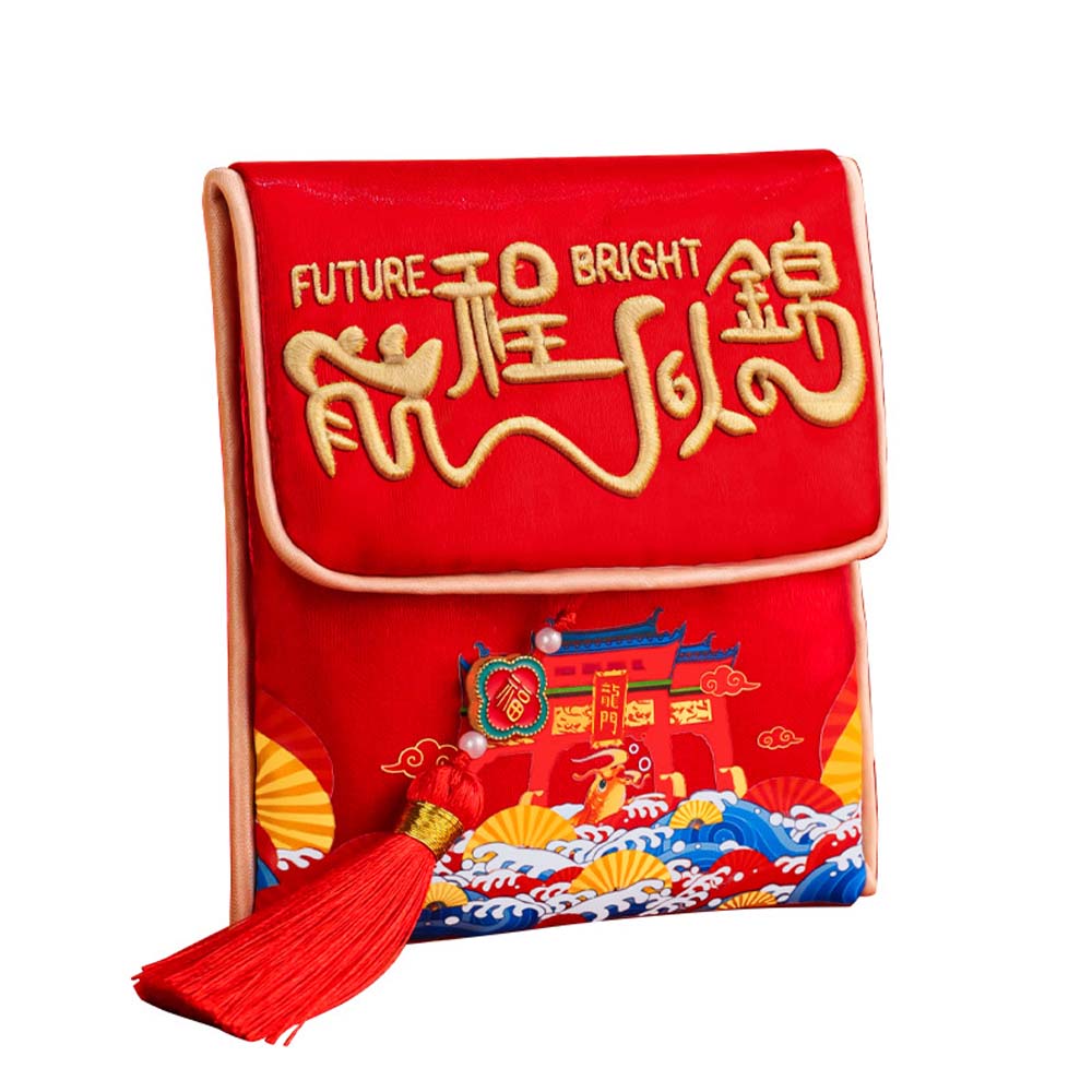 Polyester Children's Money Bag Embroidered Lucky Money Packet God of Wealth Red Pocket  Birthday