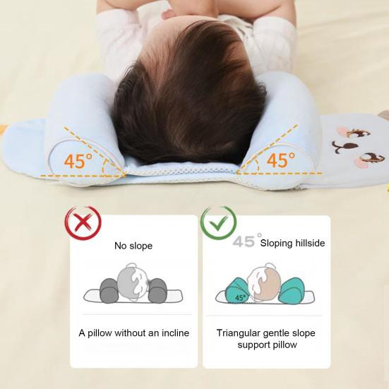 Cotton Baby Support Pillow Adjustable Infant Head Cushion for Newborns 0-12 Months Ergonomic Design Baby Crib Pillow
