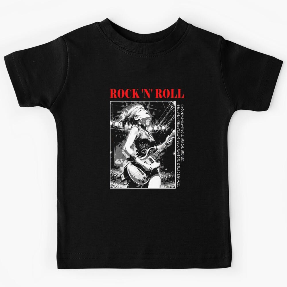 Anime Punk Rock Band Black and White Manga Aesthetic #575 Kids T-Shirt 130