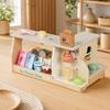 Wooden Pretend Ice Cream Shop Toy Freestanding Play Counter with Display Areas