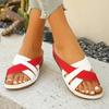 Fashion 2025 Summer New Color Blocked Fashion Women's Thick Bottom Slope Heel Slippers Outdoor Women's Sandals Summer Women Shoes