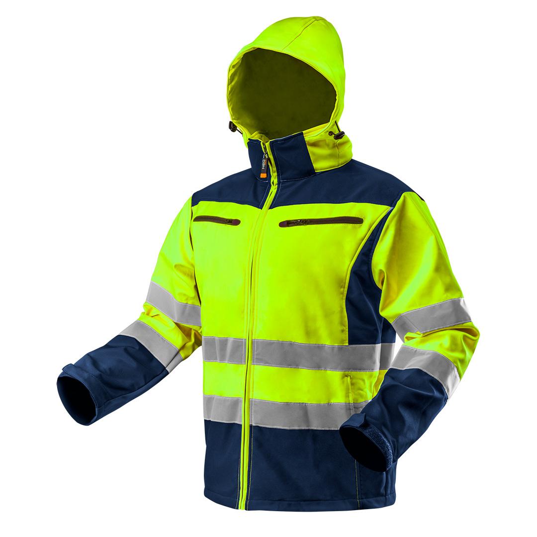 Hi-Vis Softshell Hooded Work Jacket, Yellow
