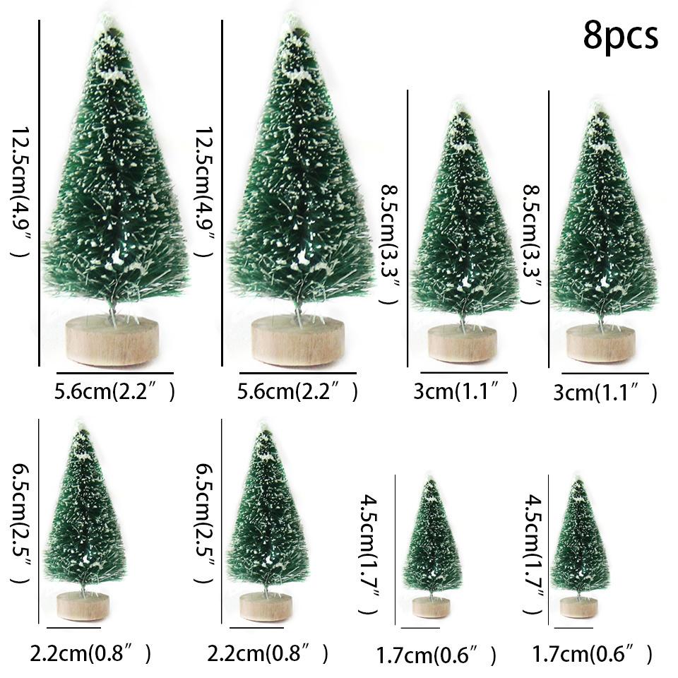 8PCS Multi Size Christmas Pine Tree Colorful Mini Trees for Xmas Home Desktop Ornaments Noel Party Table Decoration Supply