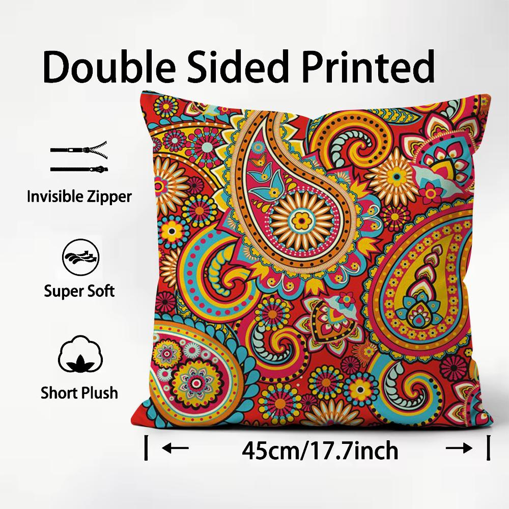 Fashion P-Ppaisley Cushion Cover Soft Washable Pillow Case Multi-Scene For Couch Bed Travel Office Use