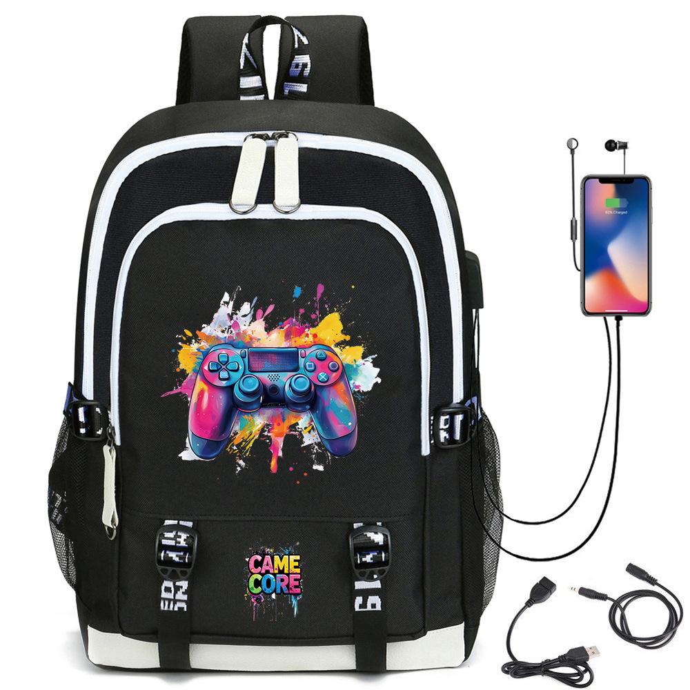 Digital Printing Gamepad Pattern Backpack Cartoon Elementary School Bag Large Capacity Usb Backpack