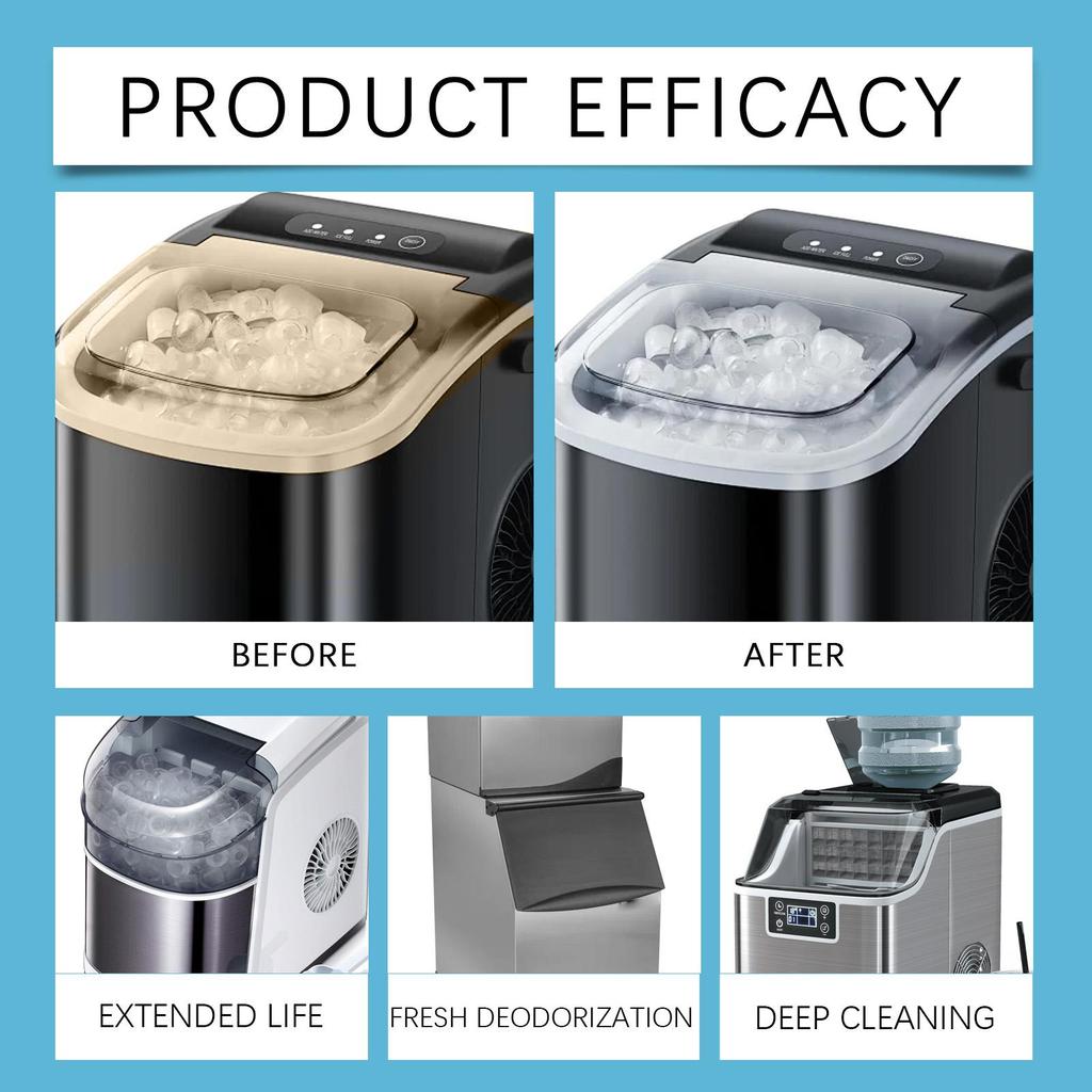 12 STÜCK Eiswürfelmaschinen-Reinigungstabletten Haushalt Sanfte Reinigung Entkalkung Desodorierung Pflege Eiswürfelmaschinen-Reinigungstabletten