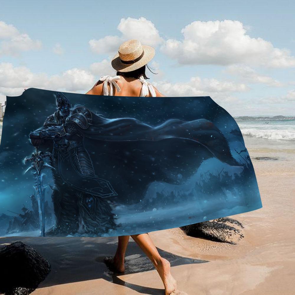 W-World Of W-Warcraft Beach Towel Cartoon Cute Summer Kids Large Bath Pool Beach Towel Microfiber Absorbent For Swimming Travel