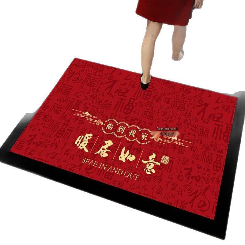 Red Non-Slip Entrance Doormat - Dirt-Resistant, Festive Home Entry Rug