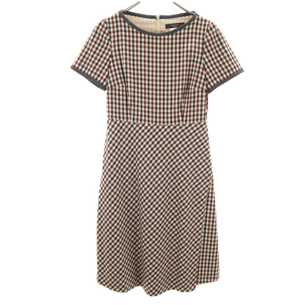 MAX MARA Weekend Wool Blend Check Pattern Short Sleeve One Piece 38 Gray Women Used