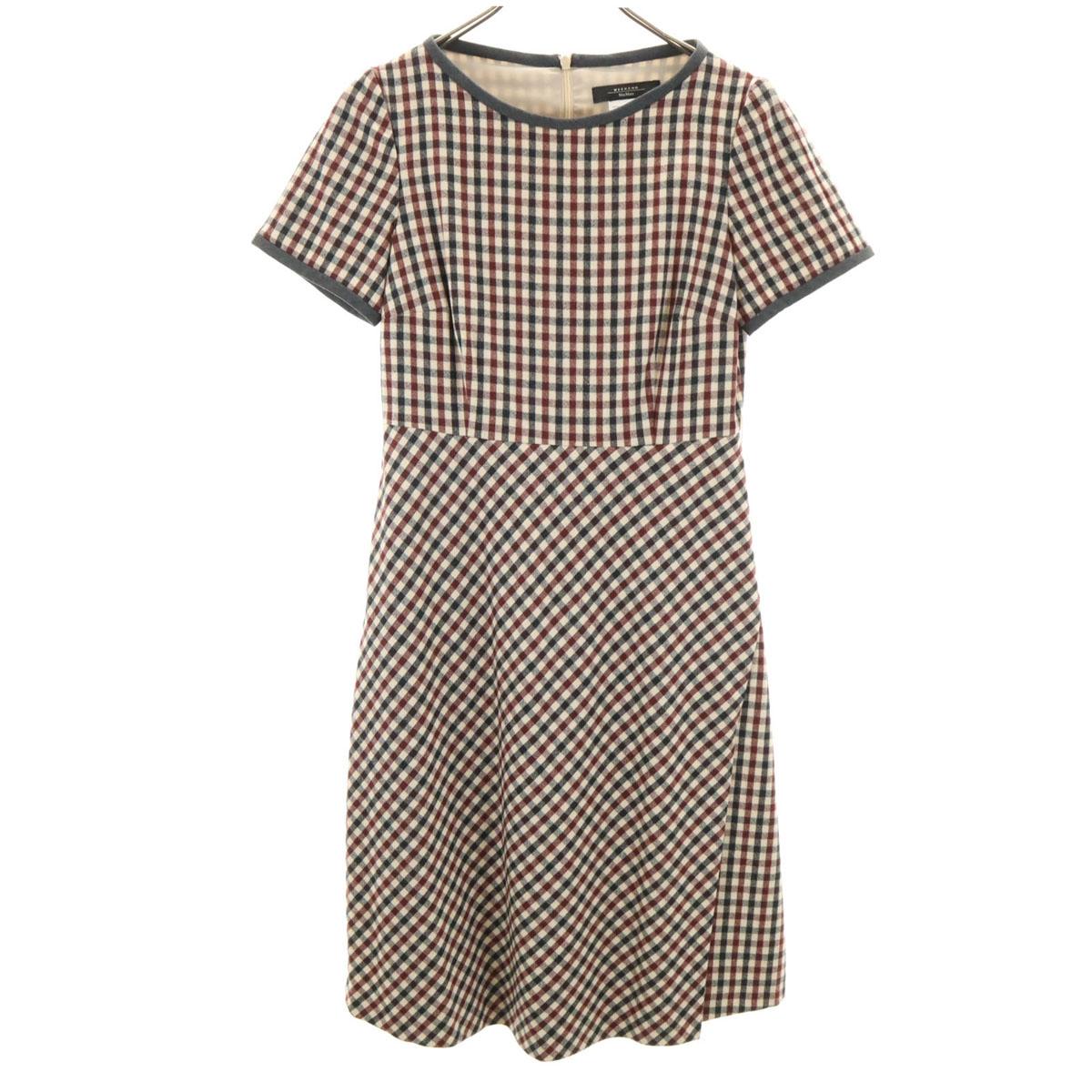 

MAX MARA Weekend шерстяная смесь Клетчатый узор Короткий рукав Цельное платье 38 Серый Женский Б/У