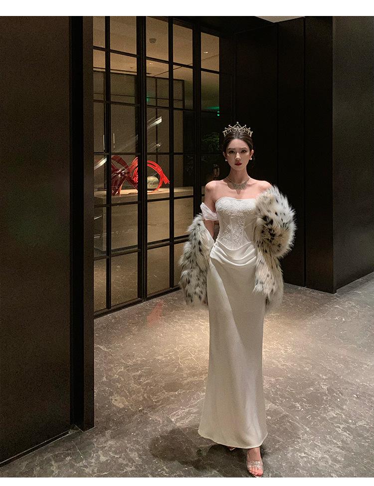 Elegant French Off-Shoulder Strapless Bodycon Evening Dress