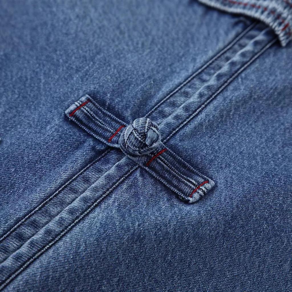 Retro Chinese-Style Frog Button Denim Jacket - Love it to Death! NiNi Inspired National Style, Loose-Fit Spring Coat for Women.