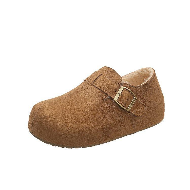 Retro All-inclusive Birkenstocks, Winter New Heightening and Piling Warm Snow Cotton Shoes, Birkenstocks Fluffy Single Shoes