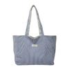 New Double-sided Shoulder Bag Large-capacity Tote Bag Literary Texture Embroidery Student Canvas Striped Commuter Bag