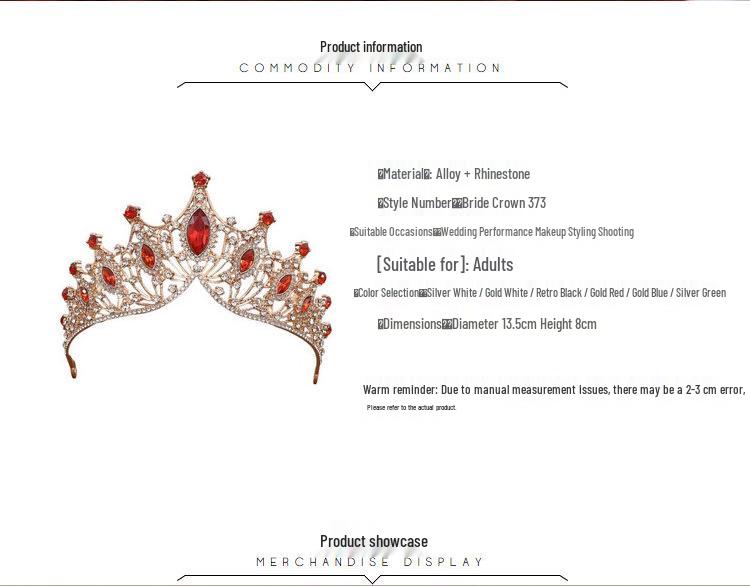 Baroque Retro Crystal Bridal Crown Rhinestone Headband Court Style Adult Hair Accessories