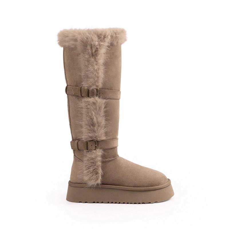 

Thick-soled snow boots women s winter non-slip warm Northeast cotton shoes two wear belt buckle Mao Mao boots 40 хакі