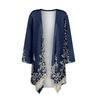Women's Gradient Print Irregular Three-quarter Sleeve Cardigan With Pocket Jacket