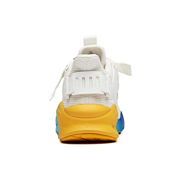 New Anta Bastard Peak Cushioned Wear Resistant Slip Resistant Breathable Low Top Chunky Sneakers Men's White Blue Yellow 112028085-3