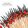 Cocktail-Zahnstocher, 100 Stück 12 cm Bambus Rote Perlenkugel Langer Obstspieß Dekorative Cocktail-Spieße für Getränke Vorspeisen