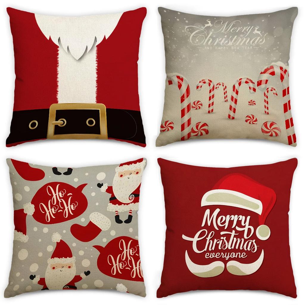 4pcs Christmas Gnome Pillowcase, Festive Christmas Tree, Antlers, Snowflakes, Decorative Living Room Sofa Cushion Cover