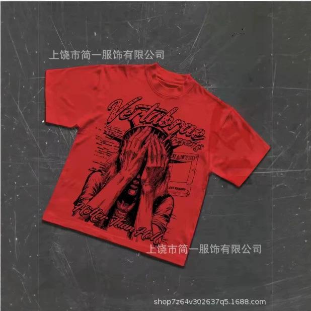Summer men's European and American retro trend short-sleeved casual digital printing T-shirt top summer explosion