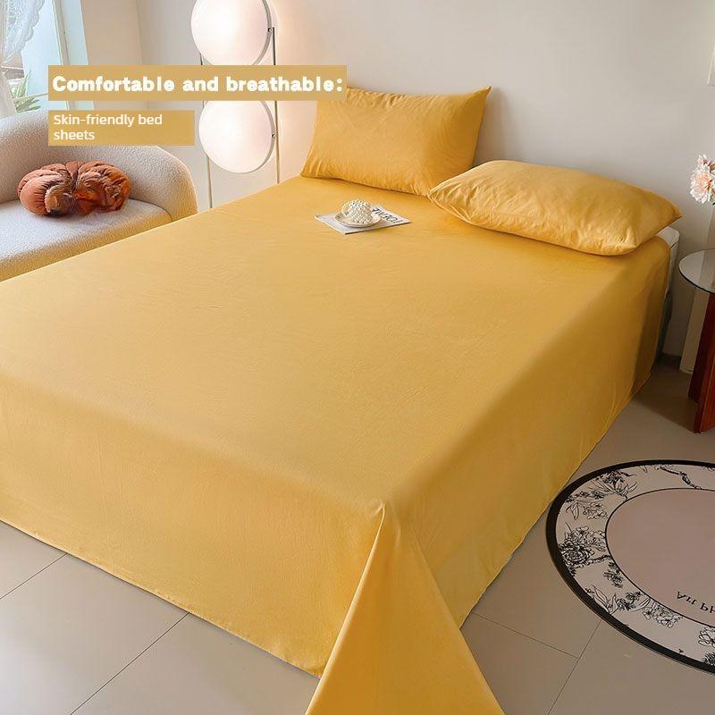 

Thick Washed Cotton Bed Sheet Solid Color Simple Style Dorm & Home Use 120*230