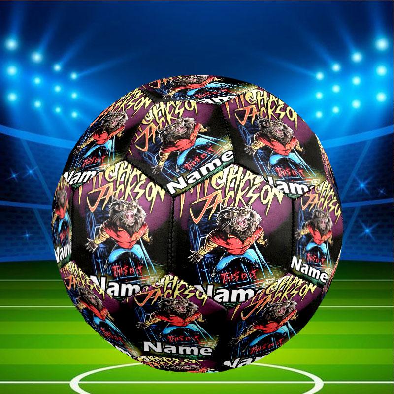 Custom Name Personalized Michael Jackson Print Size 5 Soccer Ball Training & Match Football, for Team, Kicking, Gift for Football Enthusiasts