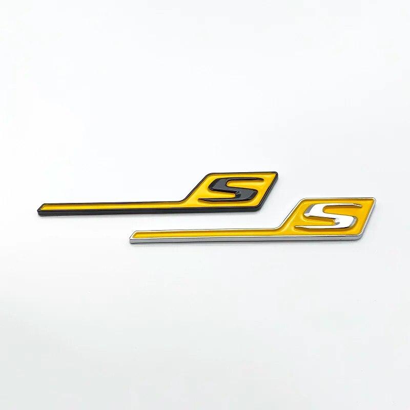 3D ABS Glänzend Schwarz Gelb Silber Emblem Aufkleber S Logo Für Mercedes AMG X156 W205 W212 W207 W176 Auto Hinten Stamm Abzeichen Aufkleber