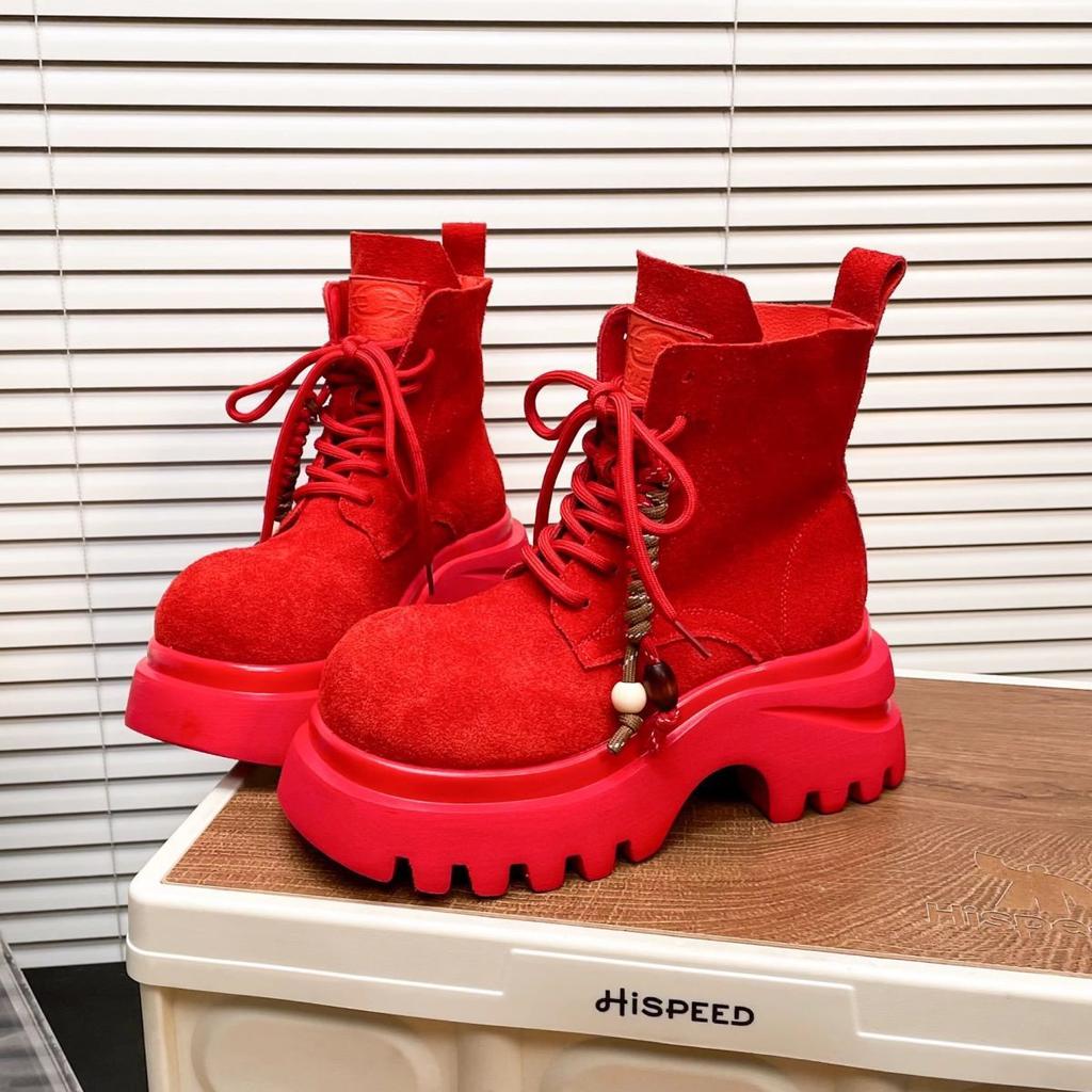 Fashion Versatile Frosted Big Head Martin Boots Women's Popular 2025 Autumn New Su Motorcycle Boots Short Rhubarb Boots Women's