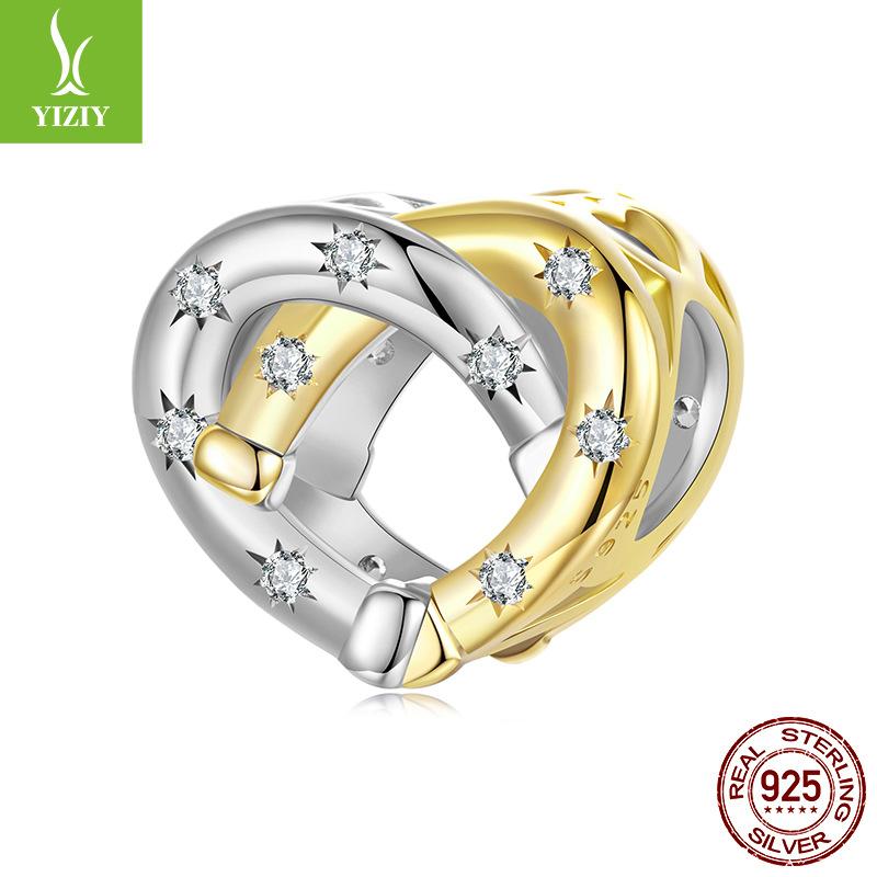 Love Horseshoe Interwoven Diy Beaded Jewelry Accessories S925 Sterling Silver Classic Heart Beads