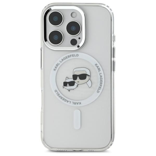 Karl Lagerfeld KLHMP16XHLSKCH iPhone 16 Pro Max 6.9" White Hardcase IML Metal Karl&Choupette Head MagSafe