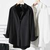 Women's White Non-Iron Wrinkle-Free Shirt Jacket - Plus Size, Loose Fit, Simple Commute Style for Spring and Autumn 2026