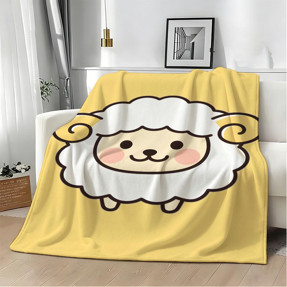 Artistic Pattern C-CuteS SheepS Throw Lightweight 240g Flannel Blanket Soft Skin-friendly for Summer Cooling