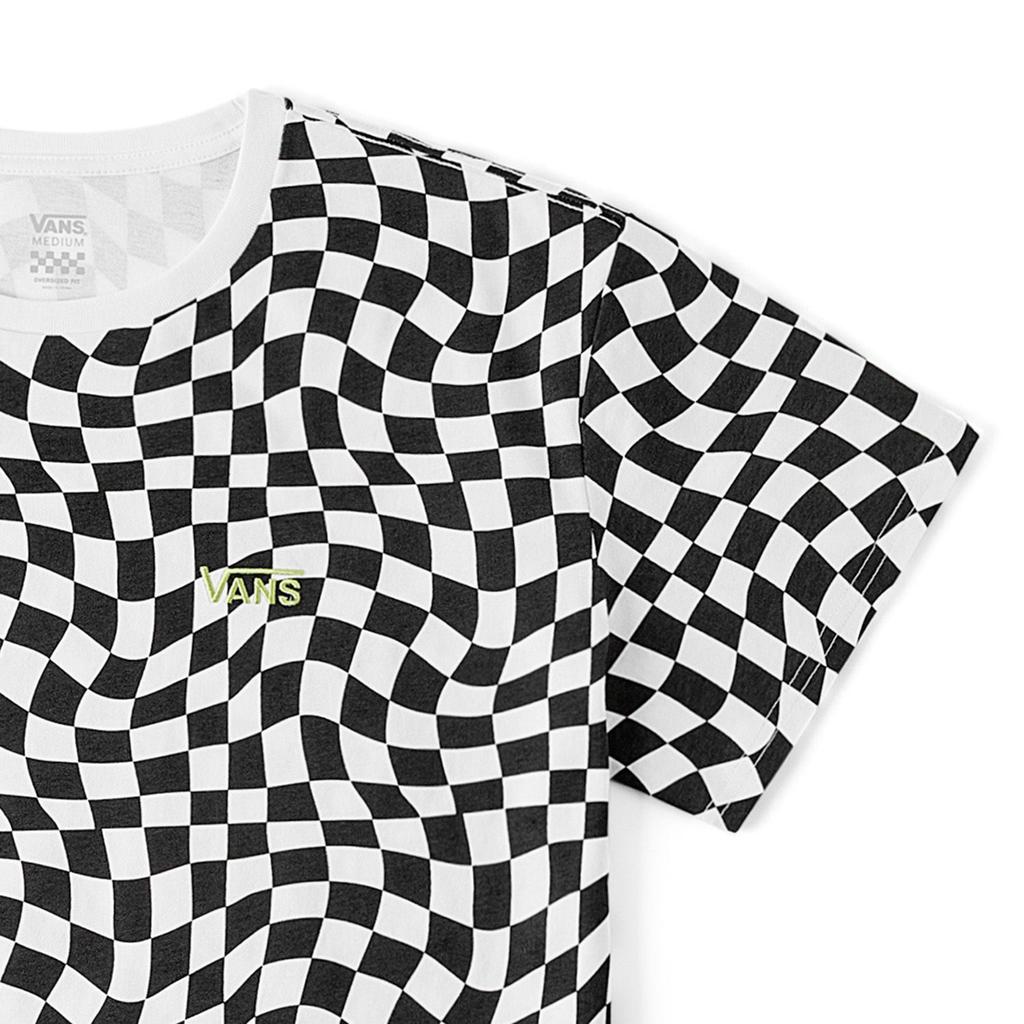 Vans Comfortable Short Sleeve Crew Neck T-Shirt Women Tops Black White Checkerboard VN000GTDCWT