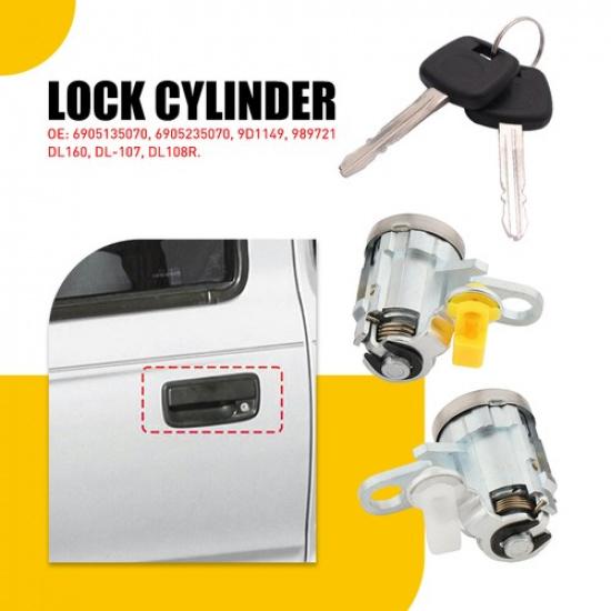 Front Door Lock Cylinder Set Kit with Keys Fit For 1995-2004 Toyota Tacoma Pair