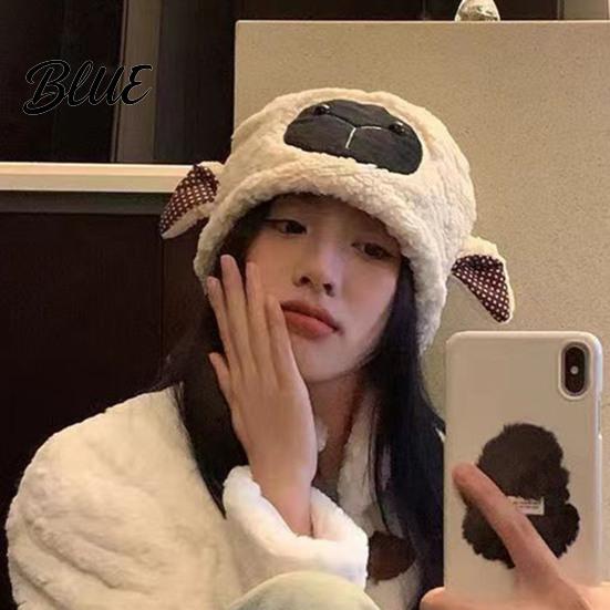 Women Hat Plush Hats Autumn Stretchy Keep Cozy Thickened Cute Fuzzy Warm Soft Winter Sheep