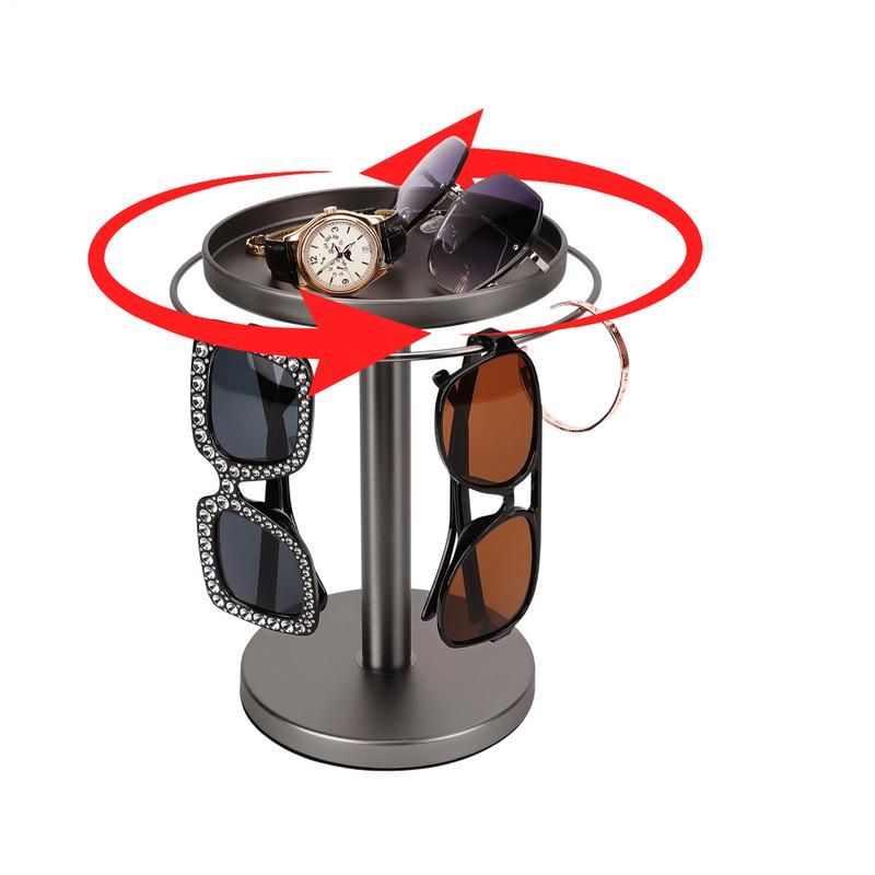 Rotating Sunglass Organizer Eye Glass Display Stand 360 Degree Rotation With Tray Jewelry Storage Organizer Detachable Home