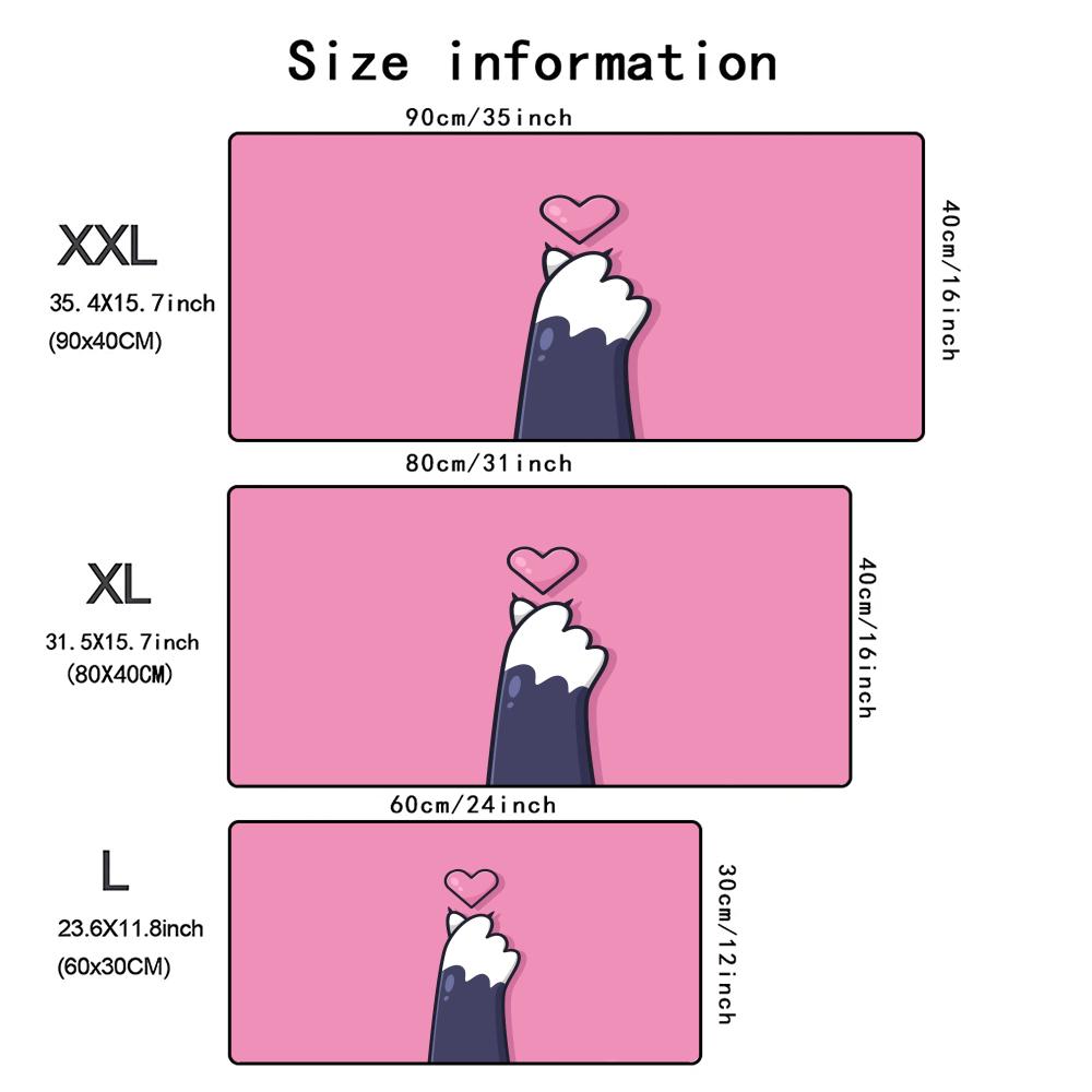 Cute Cat Mouse Pad XXL Large Gaming Desk Mat Kawaii Keyboard Pad Anti-Slip Rubber LockEdge Computer Table Mat Office Accessories