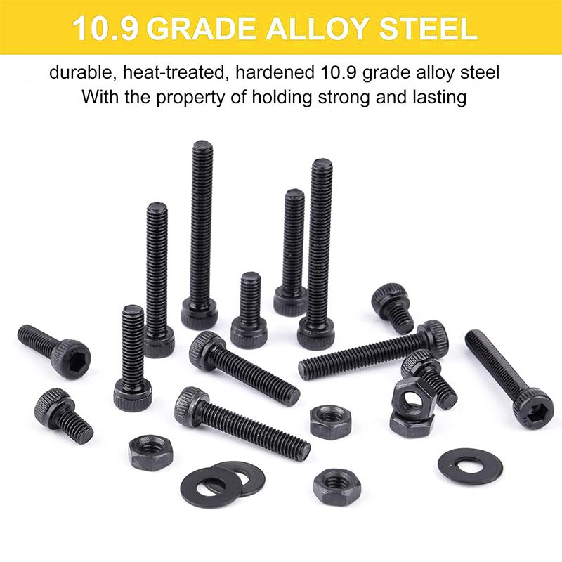 105PCS carbon steel cup head hex bolt, nut, washer complete set
