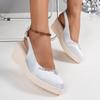 Women’s Wide-Fit Pointed-Toe Wedge Mary Jane Shoes with Adjustable Buckle Strap for Everyday Wear
