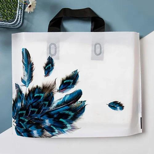 50pcs Plastic Handbag Clothing Store Shopping Packaging Gift Storage Portable Color Shop Universal Bags for Business Pocket