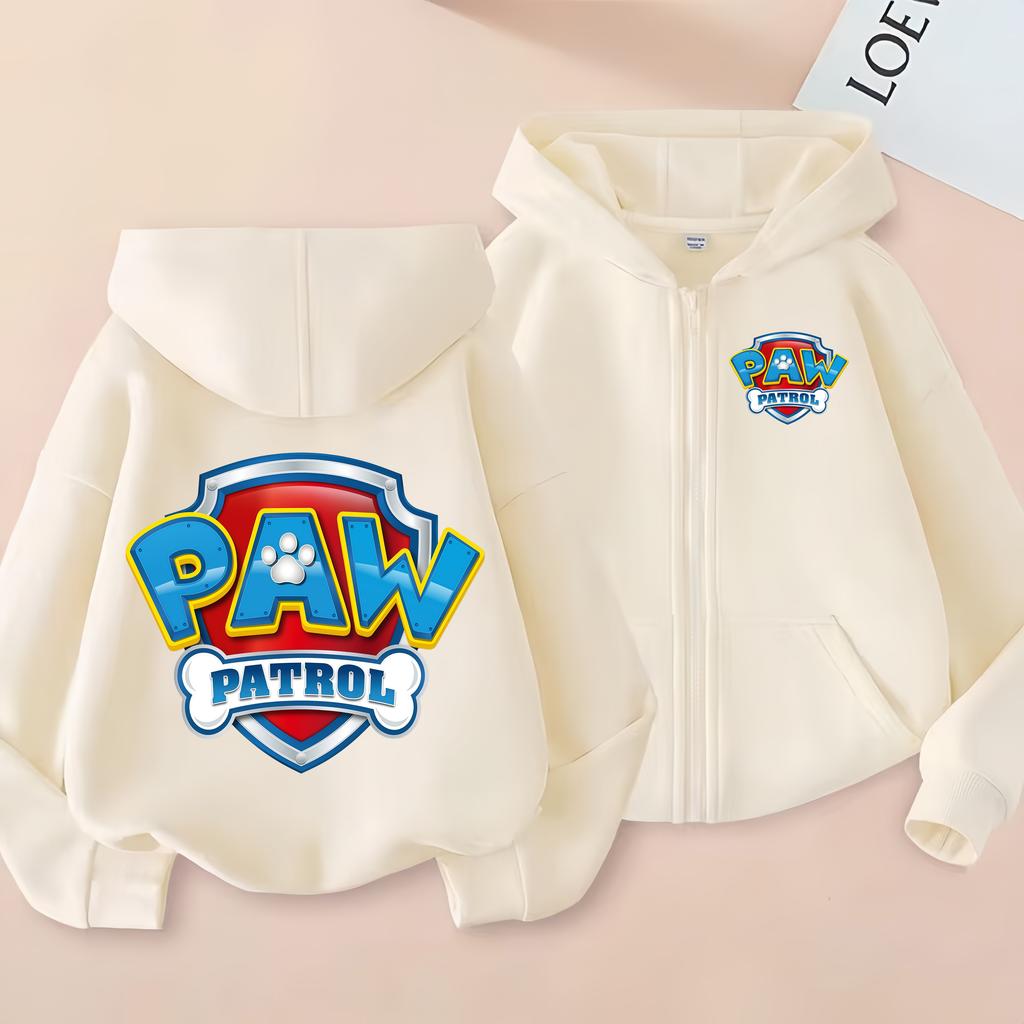PAW Patrol Cartoon Print Zip Up Hoodie Comfortable Polyester Fashion Casual Thin Hoodie for Children