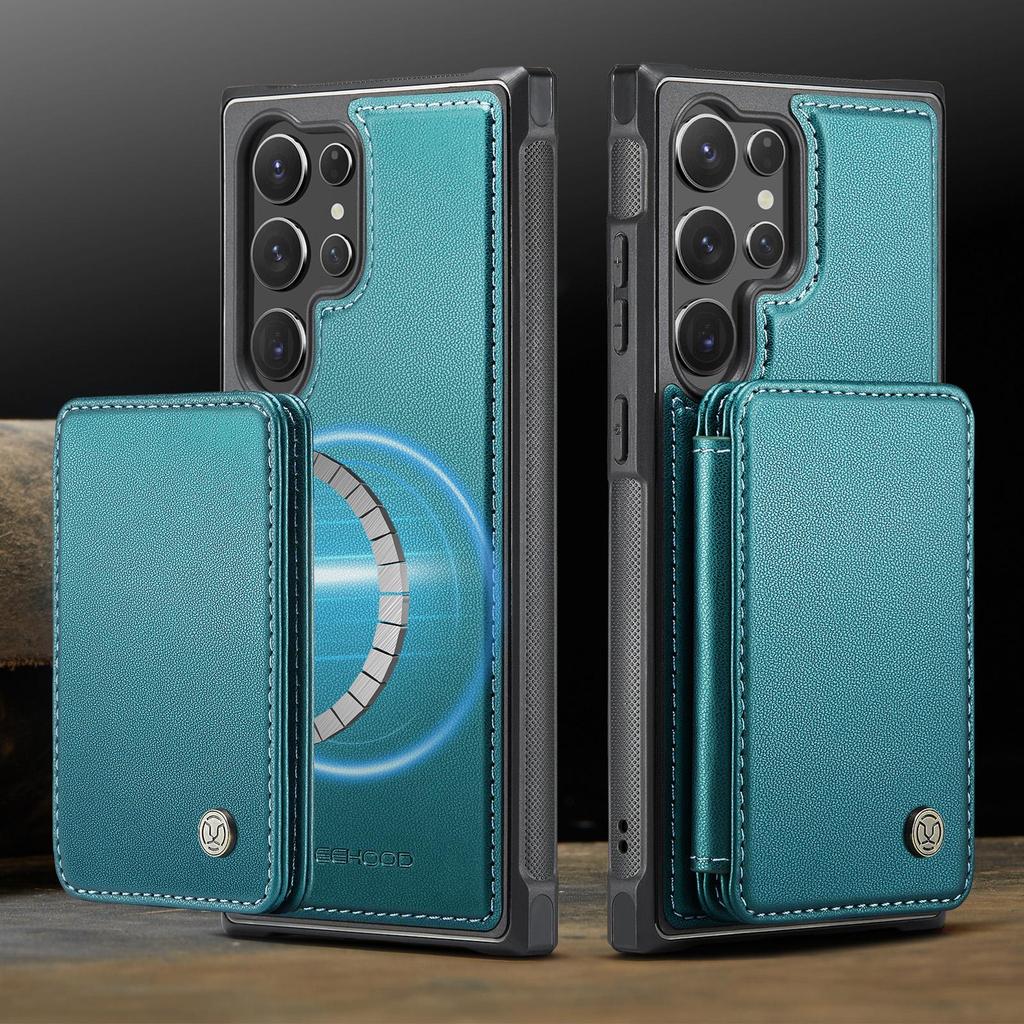 JEEHOOD-J05 for Samsung Galaxy S26 Ultra S25 S24 Plus FE Removable 2-in-1 Separable Flip Wallet Premium PU Leather Case Card Holder Phone Back Cover