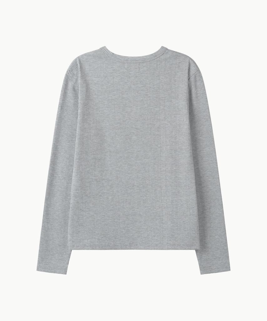 Leondi Rib Slim Long Sleeve - Grey