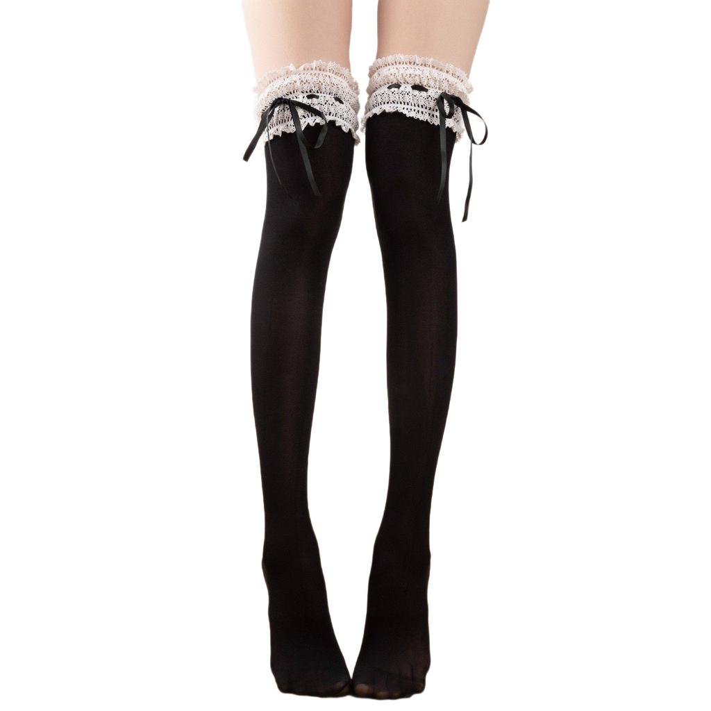Lolita Lace Over-the-Knee Socks with Bow Tie