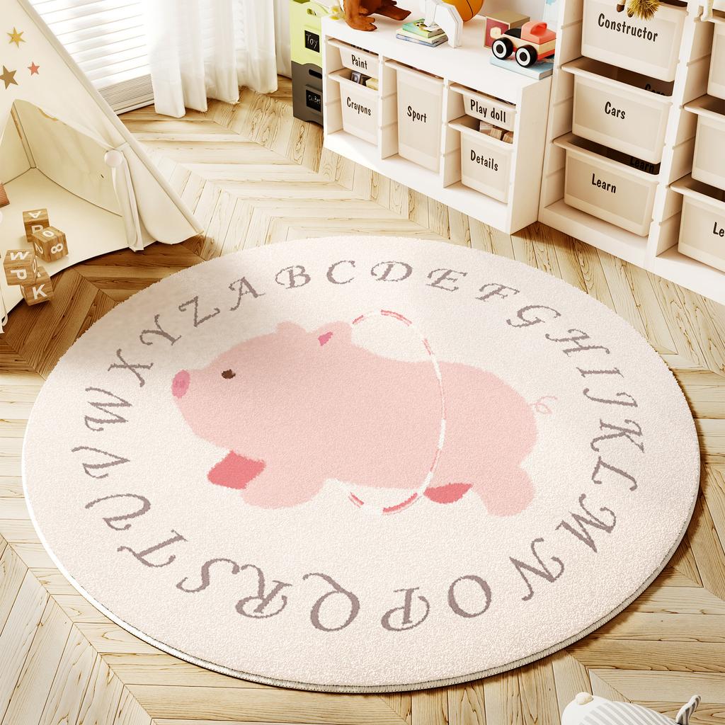 Cartoon Style Bedroom Decor Round Carpet Animal Patterns Carpets for Living Room Fluffy Soft Children Floor Mat Thick Plush Rug